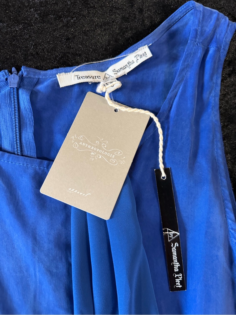 Samantha Pleet New with Tags Blue Silk Tie MIDI Dress Size 2 - Picture 5 of 7